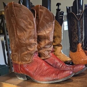 Justin Boots Style 8303 Reptile And Leather Mens Size 11 D Made In The USA